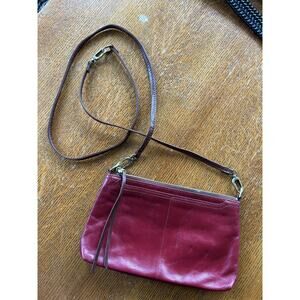 HOBO Red Leather Crossbody Bag Small Boho Minimal Purse